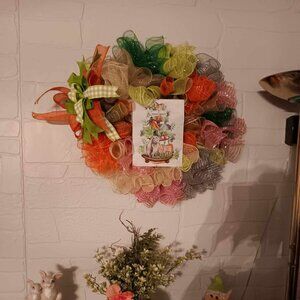 Easter Bunny Buffet wreath 24" round with matching Bow